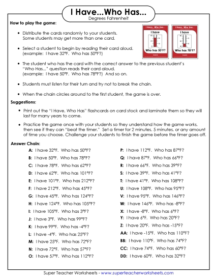 Math - Temperature (Fahrenheit)