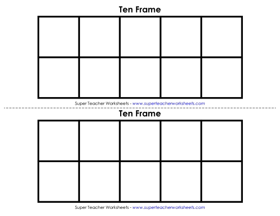 Worksheets - Ten Frame: Blank Template