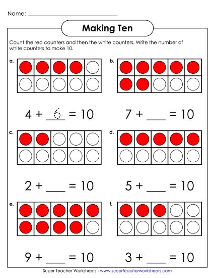 10-Frame Addition & Subtraction - Ten-Frame: Making Ten