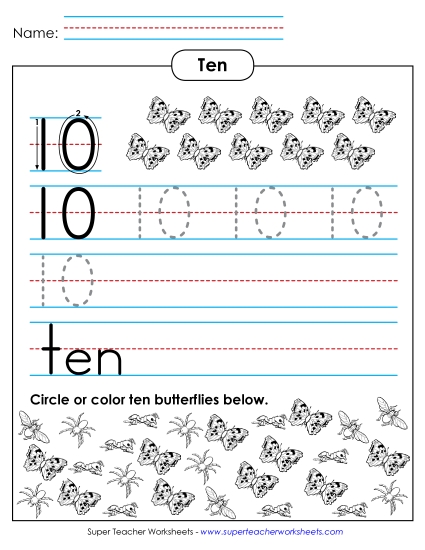 Number Ten - Ten: Trace, Print, Count