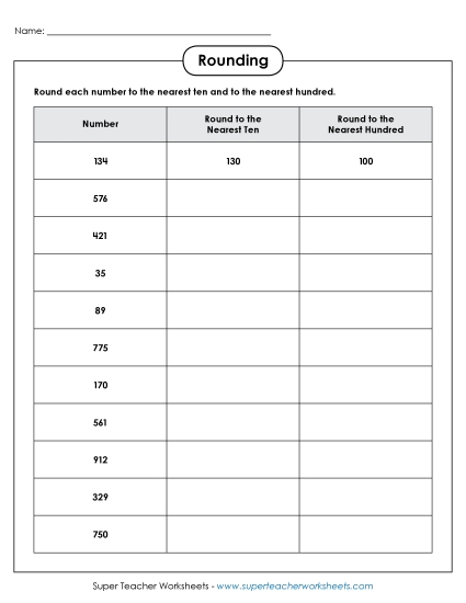 Nearest Tens & Hundreds Mixed - Tens and Hundreds