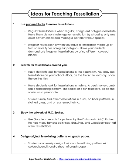 Tessellation Teaching Ideas Tessellation Teaching Ideas