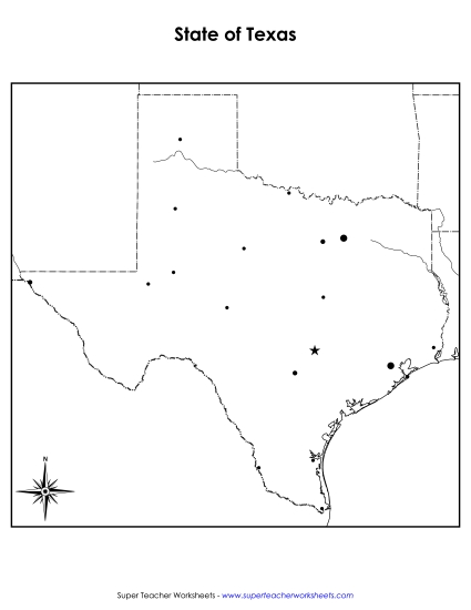 Maps - Texas Map (Blank Cities) Maps - Texas Map (Blank Cities)