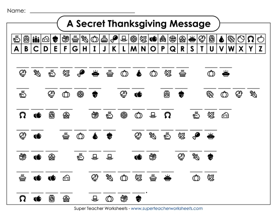 Thanksgiving Games, Puzzles, & Activities - Thanksgiving Crypto-Code Riddle