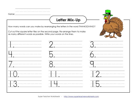 Thanksgiving Games, Puzzles, & Activities - Thanksgiving Word Mix-Up (Primary) Thanksgiving Games, Puzzles, & Activities - Thanksgiving Word Mix-Up (Primary)
