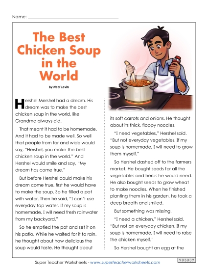 Fiction Stories - The Best Chicken Soup in the World Fiction Stories - The Best Chicken Soup in the World
