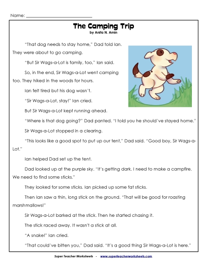 Ian and Sir Wags-a-Lot Stories (Fiction) - The Camping Trip