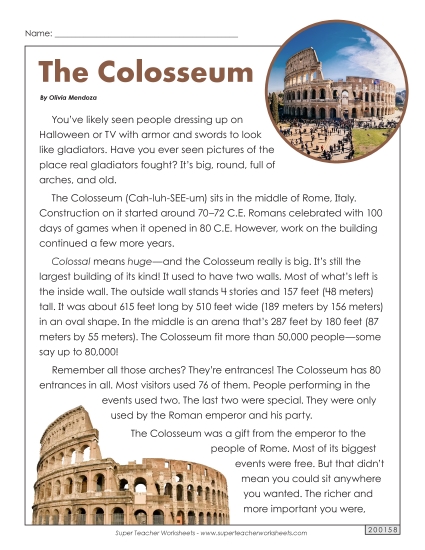 Reading Comprehension - The Colosseum