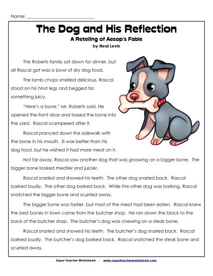Fiction Stories - The Dog and His Reflection (Fiction) 