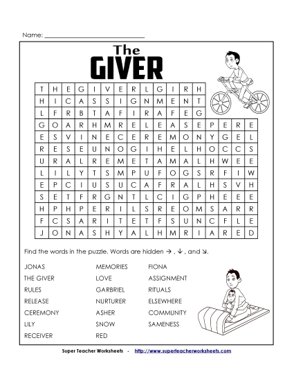 Whole Book - The Giver Word Search