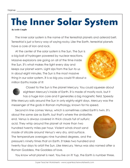 Articles with Questions - The Inner Solar System