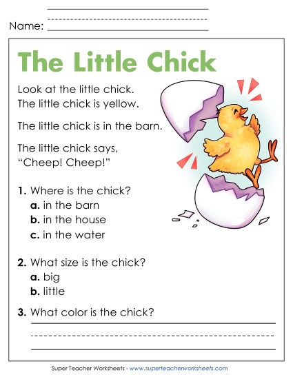 Reading Comprehension and Additional ELA Skills - The Little Chick Reading Comprehension and Additional ELA Skills - The Little Chick