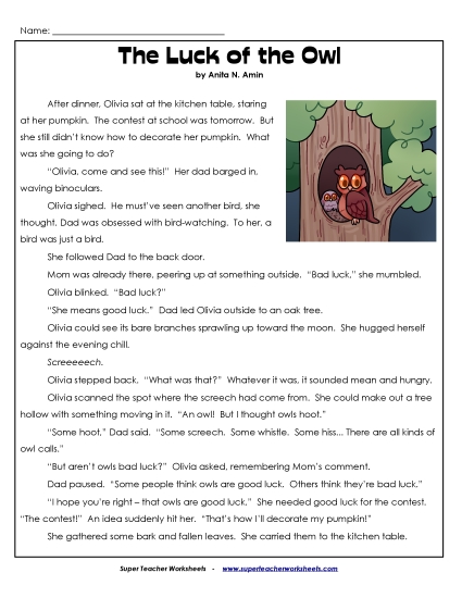 Fiction Stories - The Luck of the Owl (Fiction) Fiction Stories - The Luck of the Owl (Fiction)