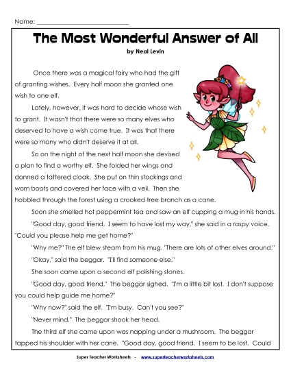 Fiction Stories - The Most Wonderful Answer of All 