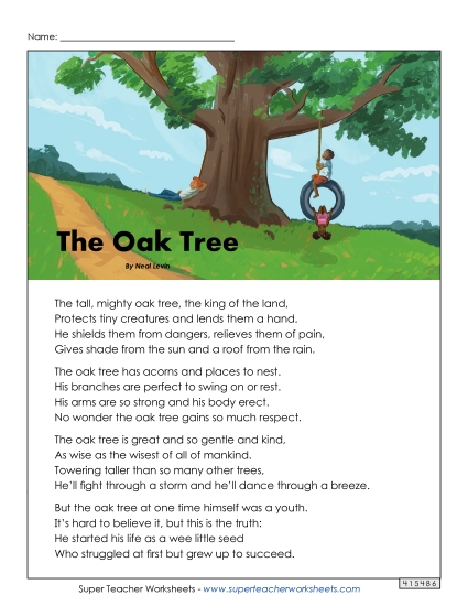 4th Grade Poems - The Oak Tree 4th Grade Poems - The Oak Tree