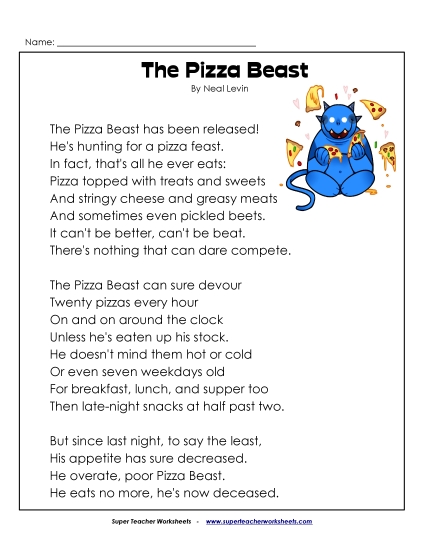 4th Grade Poems - The Pizza Beast 4th Grade Poems - The Pizza Beast
