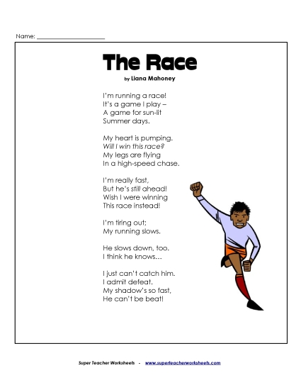 3rd Grade Poems - The Race