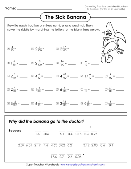 Decimals - The Sick Banana (Tenths, Hundredths, Thousandths) Decimals - The Sick Banana (Tenths, Hundredths, Thousandths)
