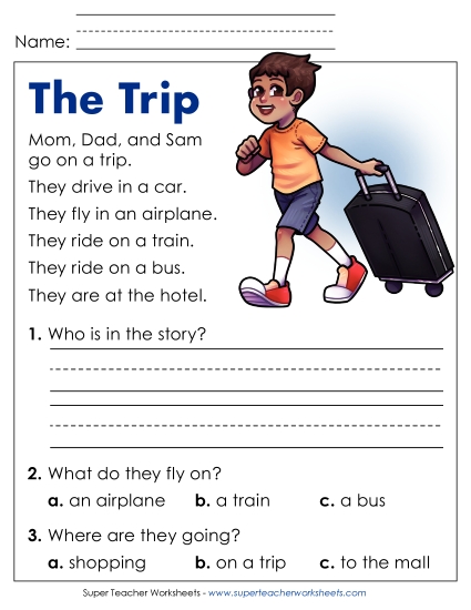 Reading Comprehension and Additional ELA Skills - The Trip Reading Comprehension and Additional ELA Skills - The Trip