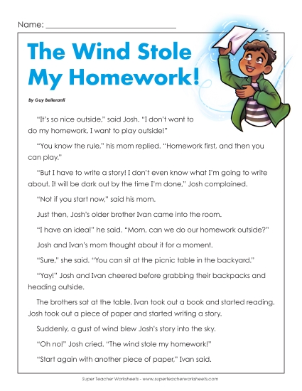 Fiction Stories - The Wind Stole My Homework! Fiction Stories - The Wind Stole My Homework!