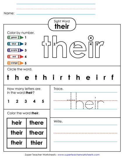 Individual Sight Words - Their (Sight Word) Individual Sight Words - Their (Sight Word)