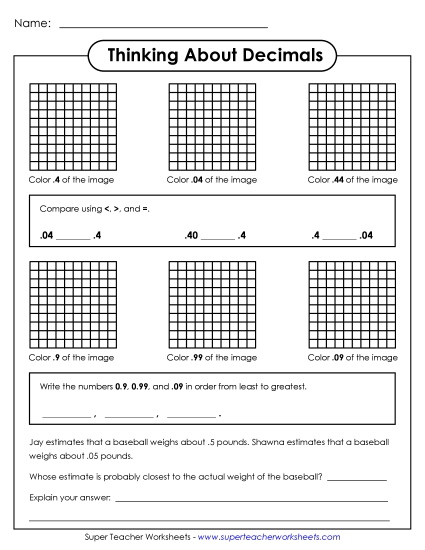 Tenths & Hundredths Mixed - Thinking About Decimals (Tenths and Hundredths)