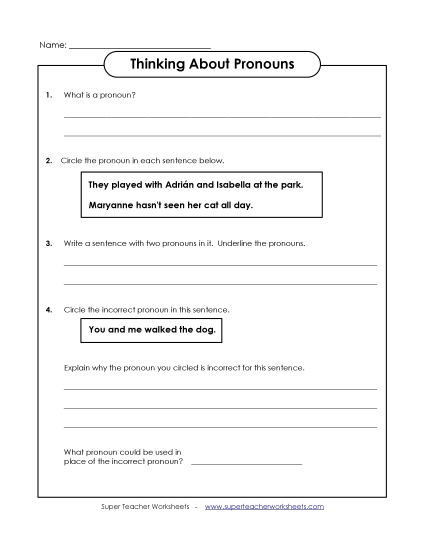 Basic Pronouns - Thinking About Pronouns