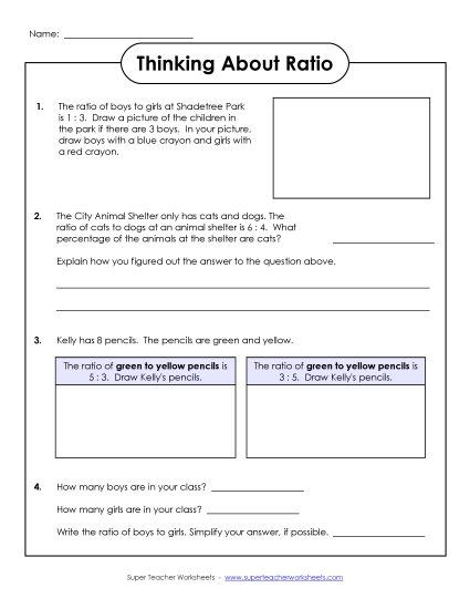 Intermediate Ratio Worksheets - Thinking About Ratio Intermediate Ratio Worksheets - Thinking About Ratio