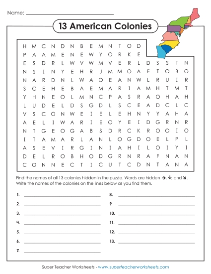 Intermediate (Grades 3-6) - Thirteen American Colonies