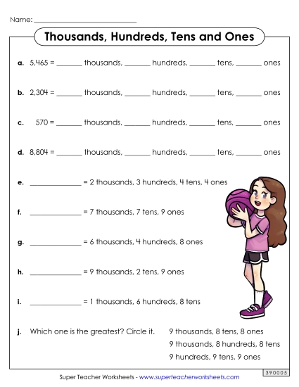 Place Value - Thousands, Hundreds, Tens and Ones