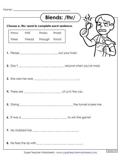 Worksheets - Thr- Sentences