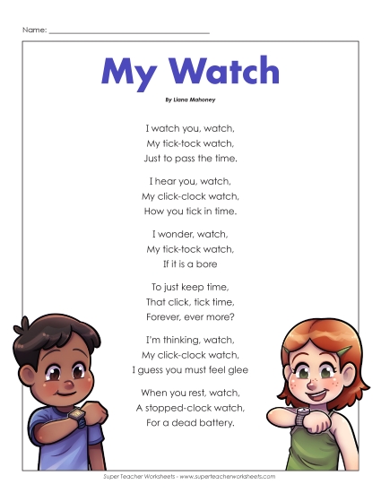 5th Grade Poems - Tick Tock Watch 5th Grade Poems - Tick Tock Watch
