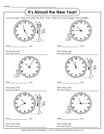 New Year Math - Time: How Long 'Till Midnight? New Year Math - Time: How Long 'Till Midnight?