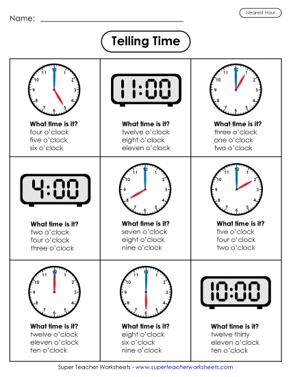 Worksheets - Time in Hours (Multiple Choice) Worksheets - Time in Hours (Multiple Choice)