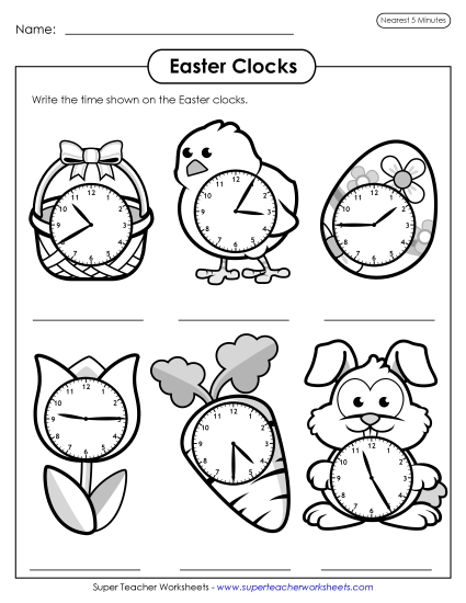 Telling Time - Time to the Nearest 5 Minutes