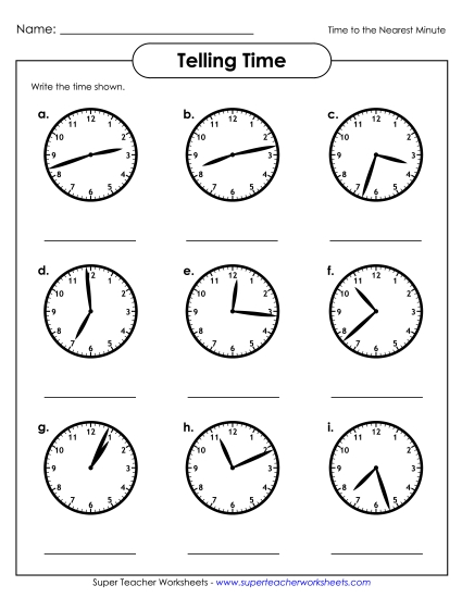 Reading Clocks: Nearest Minute - Time to the Nearest Minute 2