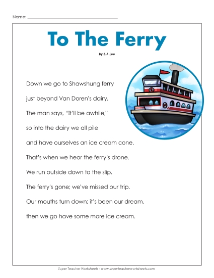 5th Grade Poems - To The Ferry 5th Grade Poems - To The Ferry