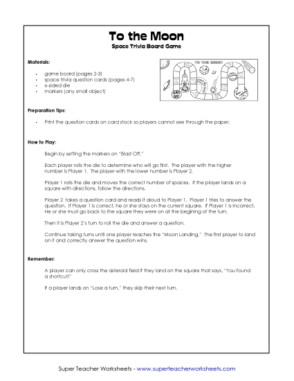Projects and Activities - To the Moon (Printable Board Game)