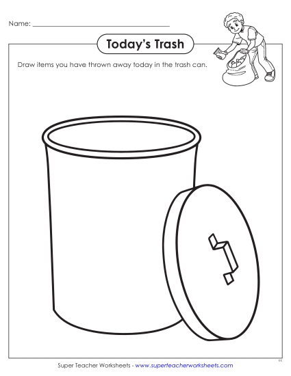 Reduce, Reuse, Recycle - Today's Trash (Printable PDF Worksheet)