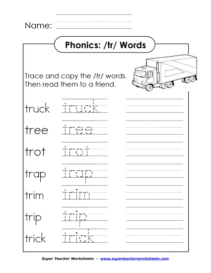 Worksheets - TR Say, Trace, and Write Worksheets - TR Say, Trace, and Write