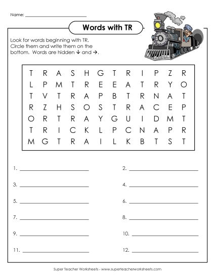Worksheets - TR Word Search
