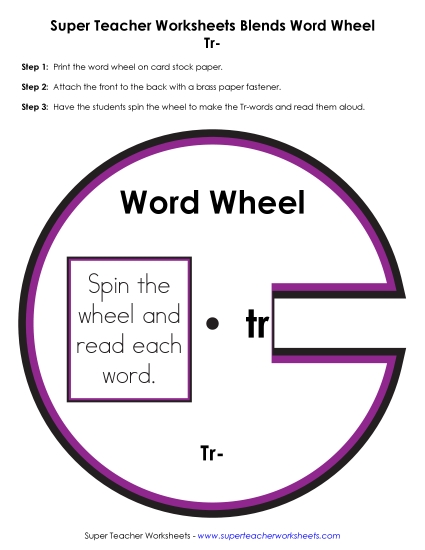 Consonant Blends - Tr -  Word Wheel (Printable PDF Worksheet)