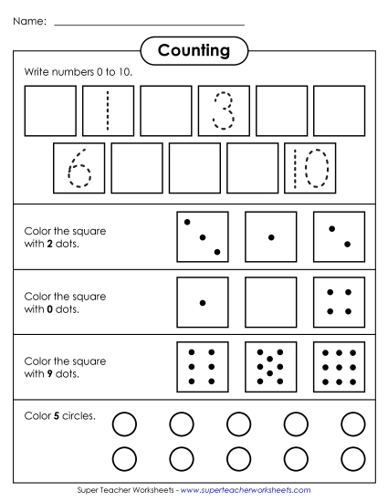 Counting Up to 10 - Trace and Count (0-10) Counting Up to 10 - Trace and Count (0-10)