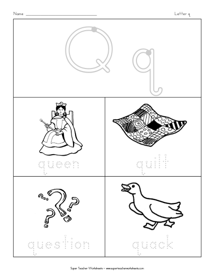 Worksheets - Trace-and-Say: Starts with Q q