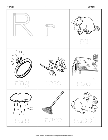Worksheets - Trace-and-Say: Starts with R r Worksheets - Trace-and-Say: Starts with R r