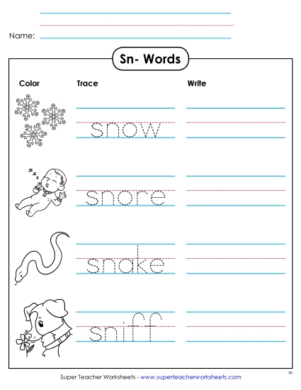 Worksheets - Trace and Write 