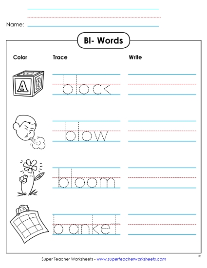 Worksheets - Trace and Write 