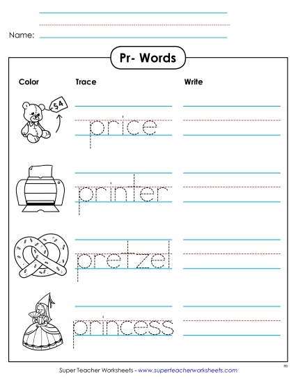 Worksheets - Trace and Write