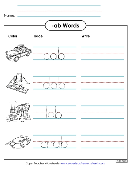 Worksheets - Trace and Write (-ab)