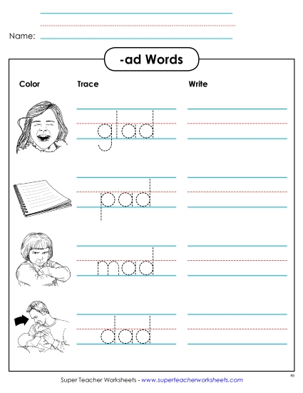 Worksheets - Trace and Write (-ad)